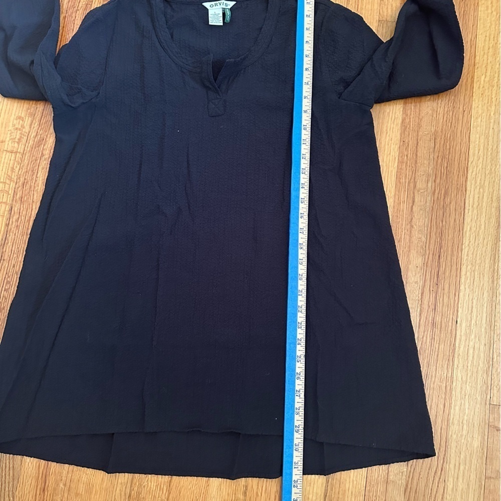 Orvis Ladies' ¾ Sleeve Split Neck Top, Large , Black( BoxT ) - Picture 10 of 10